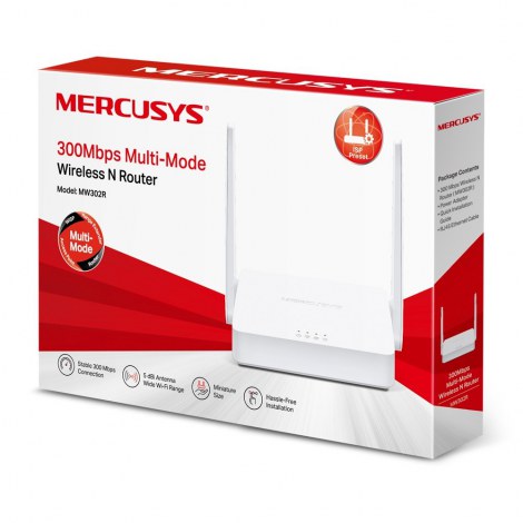Mercusys | Multi-Mode Wireless N Router | MW302R | 802.11n | 300 Mbit/s | 10/100 Mbit/s | Ethernet LAN (RJ-45) ports 2 | Mesh Su - 3